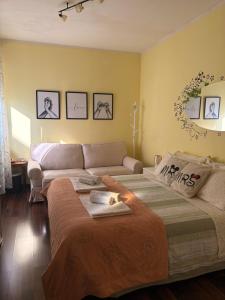 un soggiorno con un letto e un divano di B&b Carducci a Gorizia