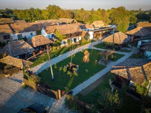 an aerial view of a village with houses at Etno Park Avlija Glušci 
