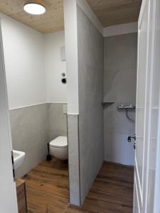 łazienka z toaletą i umywalką w obiekcie Gasthaus Zur Weintraube w mieście Bad Langensalza