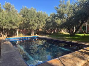 a swimming pool in a yard with trees at Villa Zaïtoun in Aït Ourir
