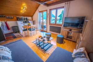 TV a/nebo společenská místnost v ubytování Appartement famille au pied des pistes