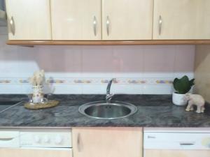 a kitchen counter top with a sink and a counter top at Apartamento Ziralla- con Garaje Gratis in Allariz