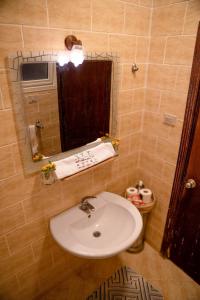 ダハブにあるDahab Hotelの洗面台と鏡のあるバスルーム +18枚の写真