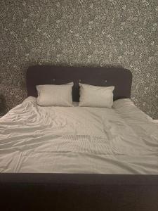 een bed met twee kussens erop bij Cozy apartment in Åmål +15 foto's