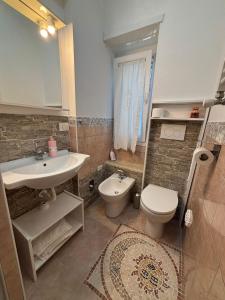 un bagno con lavandino e WC di Biddy's house a Ciampino