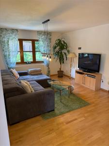 a living room with a couch and a flat screen tv at Ferienwohnung Lydia in Zell am Harmersbach