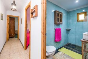 a bathroom with a toilet and blue walls at Casa de Gertrudis in El Palmar
