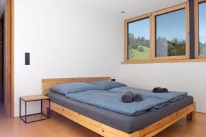 a bed in a room with two pillows on it at Ferienwohnung Böhler in Doren