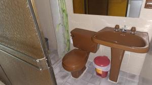 a bathroom with a brown toilet and a sink at 03 Aires Acondicionados in Cúcuta