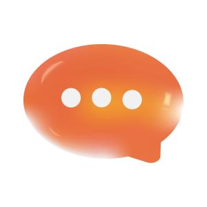 eine orangefarbene Sprechblase auf weißem Hintergrund in der Unterkunft Azam in Bandar Seri Begawan