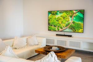 Μια τηλεόραση ή/και κέντρο ψυχαγωγίας στο 3-BR Villa Ocean & Volcano View and Infinity Pool