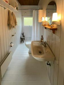 a bathroom with a sink and a toilet at Kalmar House On Fejø Near The Beach in Vesterby