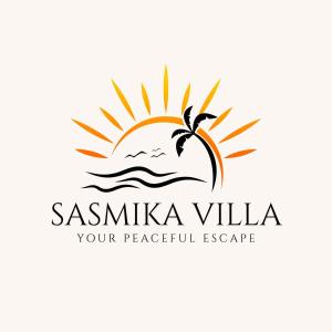 a logo for a resort with a bird flying over the water at Sasmika Villa Surf and Yoga Hostel in Weligama