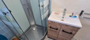 Koupelna v ubytování Les Sablines - T2 avec terrasse et parking 700m de l'océan - bébé bienvenu + 9 fotografií