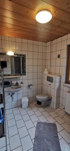 a bathroom with a toilet and a sink and a tub at Haus Bergmassiv in Lermoos +12 photos