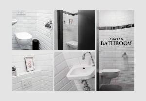 ティルブルフにあるCozy, Simple, And Affordable For Solo Travelerのバスルーム(トイレ、洗面台付)の写真2枚