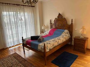 ein Schlafzimmer mit einem Bett, auf dem eine Katze liegt in der Unterkunft Bed and breakfast - Caminha, Portugal in Caminha