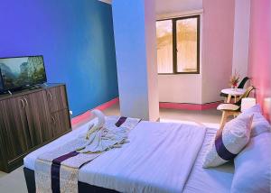 TV a/nebo společenská místnost v ubytování RNJ Hotel