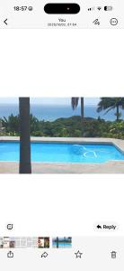 a collage of two pictures of a swimming pool at Zinkwazi Beach House in Zinkwazi Beach