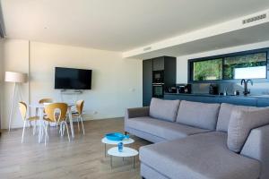 Μια τηλεόραση ή/και κέντρο ψυχαγωγίας στο La Terrasse de la Mer 6 Pool-Parking-BBQ-Wifi