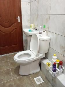 a bathroom with a toilet and a sink at Blessing homes in Mombasa