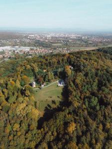 eine Luftaufnahme eines Hauses in einem Wald in der Unterkunft Casa Vinea in Karlovac