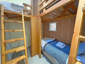 Waltham on the WoldsThe Stables的一间卧室设有两张双层床和梯子