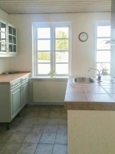 VedbølにあるNature Gem Near Haderslev With 160-Year-Old Beechのキッチン(シンク付)、窓2つが備わります。 +21枚の写真