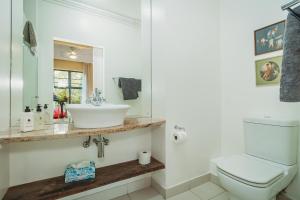 a bathroom with a sink and a toilet at 17onWellington Apartments in George