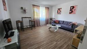 にあるFerienwohnungen Walsrodeのソファとテーブルのあるリビングルーム