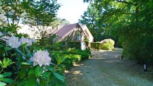 a garden with flowers and a house in the background at Silk and Stone Manor in Grez-Doiceau
