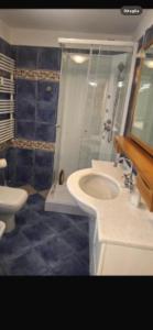 a bathroom with a sink and a shower and a toilet at Brera home suite in Milan