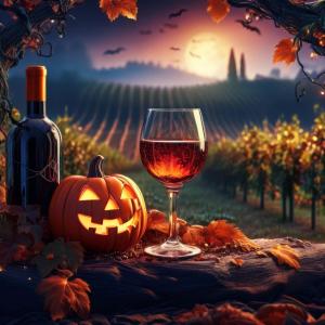 a glass of wine next to a pumpkin and a wine bottle at FeWo Mosel - Comfort & Relax in Treis-Karden