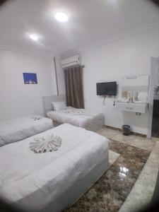 Postel nebo postele na pokoji v ubytování New Alaska Pyramids Inn