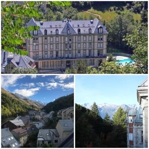 a collage of pictures of a building and a town at Le 41 - Cosy et Confort in Barèges