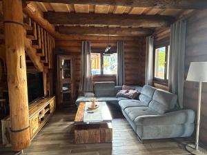 ミート・ポッド・ドゥンビエロムにあるZrub LAURAのソファとテレビのあるリビングルーム