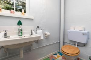 a bathroom with a sink and a toilet at Large family home based at Westerlands Farm in Graffham +75 photos