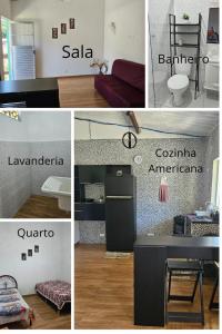 a collage of pictures of different rooms in a house at Aconchego Brasileirinho Para-ti in Paraty
