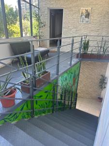 een trap met planten aan de zijkant van een gebouw bij departamentos apart quetzal in Villa Carlos Paz