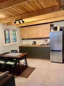 Η κουζίνα ή μικρή κουζίνα στο Domek w lesie nad jeziorem Żarnowieckim