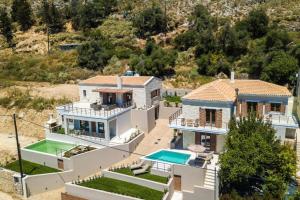 an aerial view of a house at Upper View Villa, with private pool in Chania