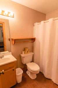 un bagno con un water bianco e un lavandino di Frio Country #17 a Concan