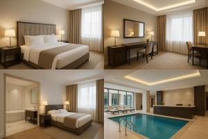 Postel nebo postele na pokoji v ubytování zhen hotel