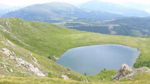 a view of two lakes on a mountain at Ferienwohnung Julia in Thomatal