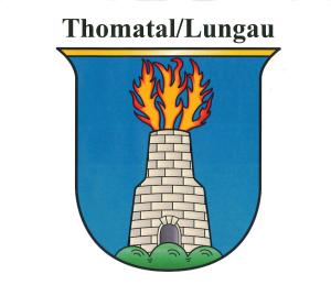 a crest of the homeland library with a tower with fire at Ferienwohnung Julia in Thomatal