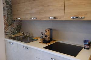 a kitchen with a sink and a counter top at Maison Prestige in Monfalcone