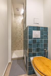 a bathroom with a toilet and a shower at Friendly and spacious apartment in Créteil ! in Créteil +11 photos