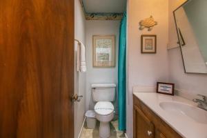 a bathroom with a toilet and a sink at Shrimpers Cove in Edisto Island +26 photos