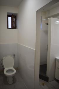 a white bathroom with a toilet and a sink at DáMa in Ružomberok +12 photos