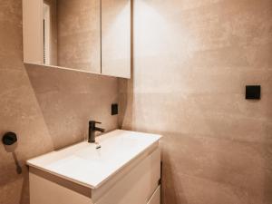 bagno con lavandino bianco e armadio di Stylish Holiday Home with Garden Space ad Aalst Altre 14 foto